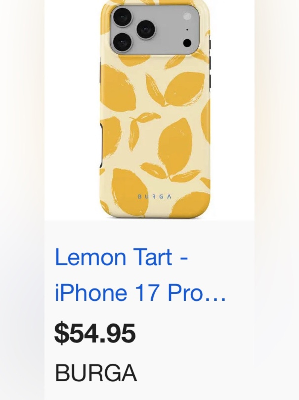 Burga tough case Lemon Tart - iPhone 17 Pro Max Case